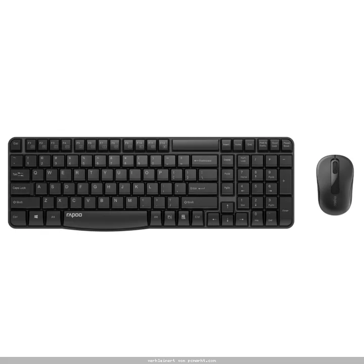 Rapoo Kabelloses Deskset "X1800S", QWERTZ (deutsches)-Layout 2,4-GHz-Drahtlosverbindung - 104 Scissor-Tasten - FN-Multimedia-Hotkeys - Optische Maus m