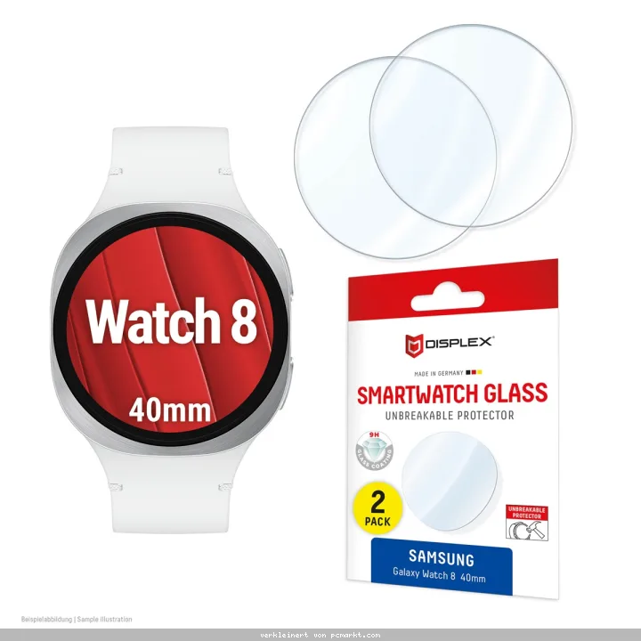 DISPLEX Glass Schutzfolie Samsung Galaxy Watch8, 40mm 2 Stück