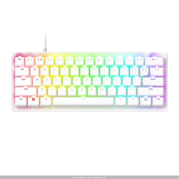 Razer Huntsman V3 Pro Mini White (analoge Switches) - E-Sport-Tastatur im 60% Layout mit analogen optischen Switches, weiß (DE Layout)