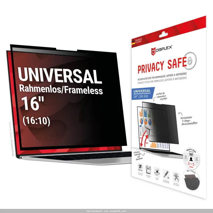 DISPLEX Privacy Safe Blickschutzfilter Uni (randlos) 16", 16:10