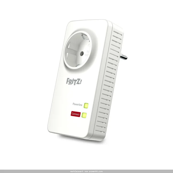 FRITZ!Powerline 1220 Einzeladapter Mit integrierter Steckdose, bis zu 1.200 MBit/s, 2x Gigabit LAN