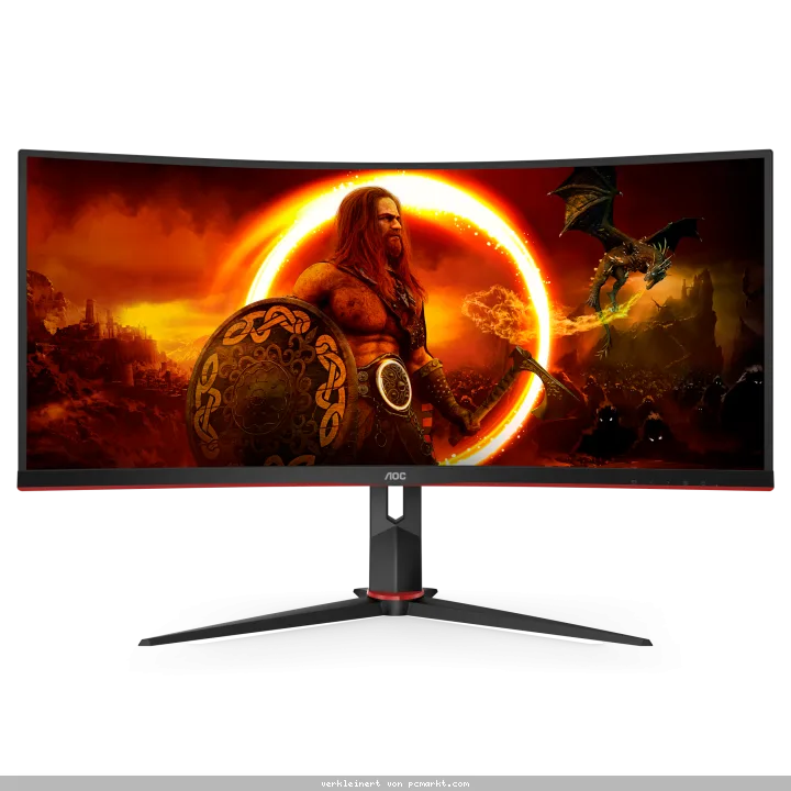 AOC Gaming CU34G2XP - 34 Zoll WQHD Curved Monitor, 180 Hz FreeSync Prem., HDR400 (3440x1440, 1ms GtG, HDMI, DisplayPort, USB Hub) schwarz-rot