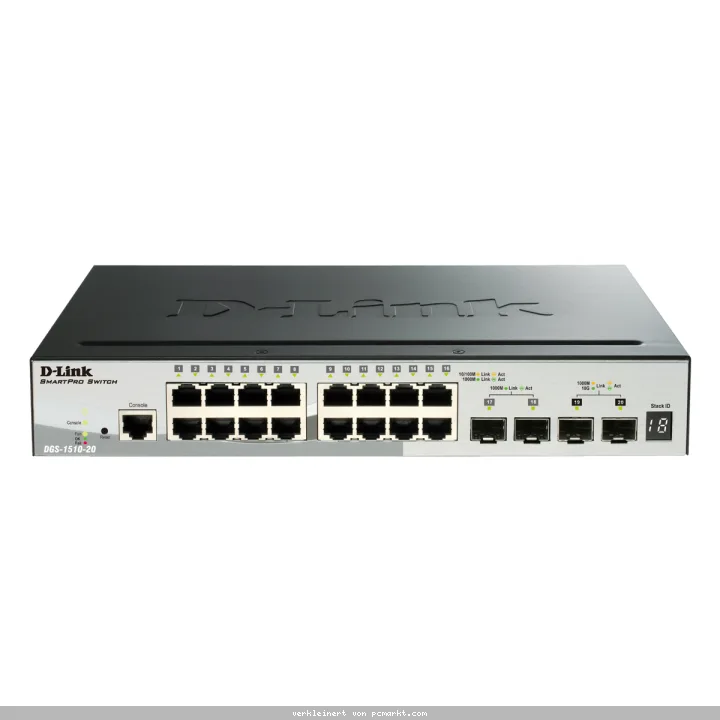 D-Link DGS-1510-20 Stackable Smart Managed Switch 20-Port 16x Gigabit Ethernet, 2x Gigabit SFP, 2x 10 Gbit/s SFP+