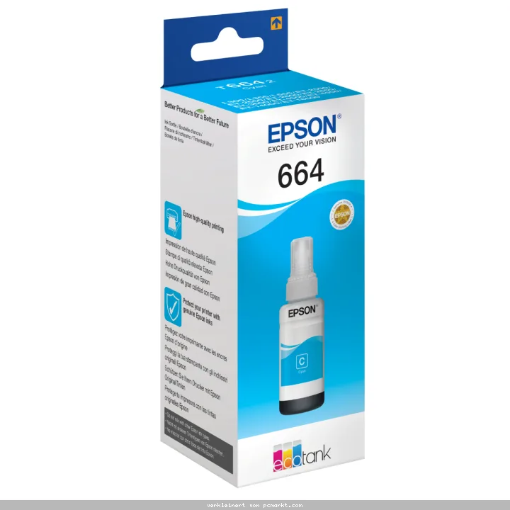 Epson 664 EcoTank-Tintenflasche Cyan 70 ml Für Kompatibilität, siehe Artikel-Beschreibung
