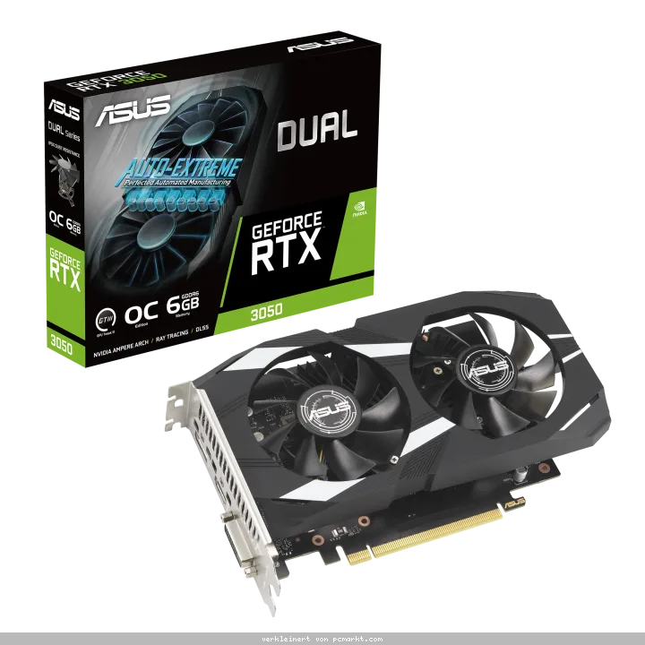 ASUS Dual GeForce RTX 3050 6G OC Grafikkarte - 6GB GDDR6, DVI, HDMI, DP