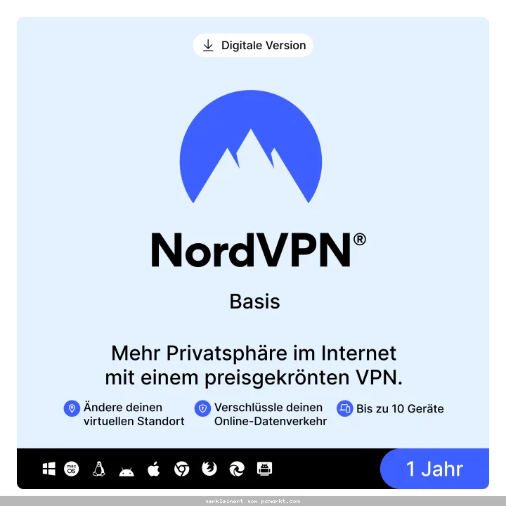 NordVPN Basis Premium-VPN-Dienst [1 Jahr - bis zu 10 Geräte]