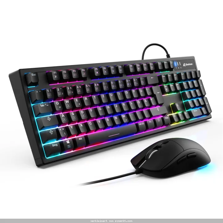 Sharkoon SGB15 Maus- und Tastatur-Set kabelgebundenes Maus- und Tastaturset mit RGB-Beleuchtung
