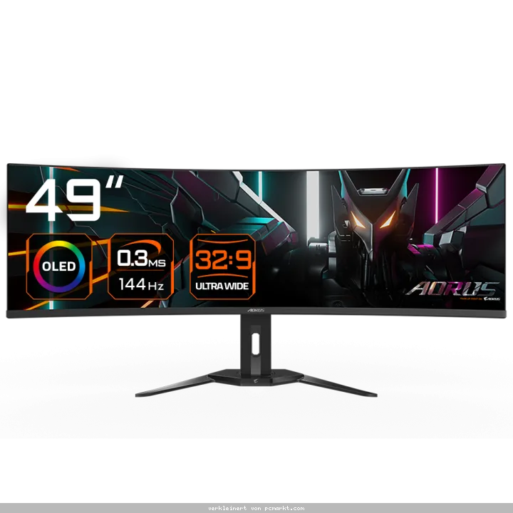 Gigabyte AORUS CO49DQ 49 Zoll - QD-OLED Curved Gaming Monitor 49" (124,5cm) Dual QHD, OLED Panel, 144Hz, 0.03ms, HDR400