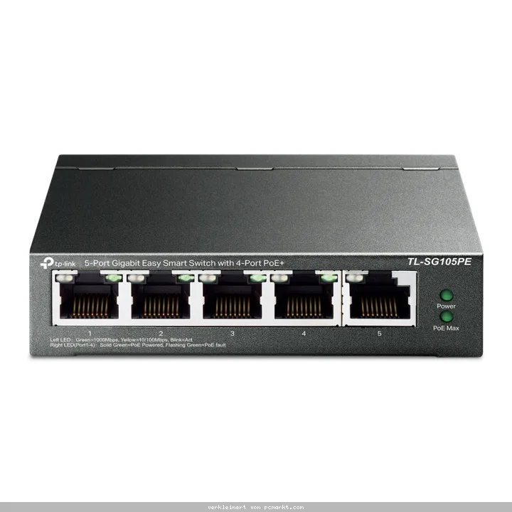 TP-Link TL-SG105PE Easy Smart Switch 5-Port, Smart Managed, 5x Gigabit RJ45, 4x PoE+, 65W