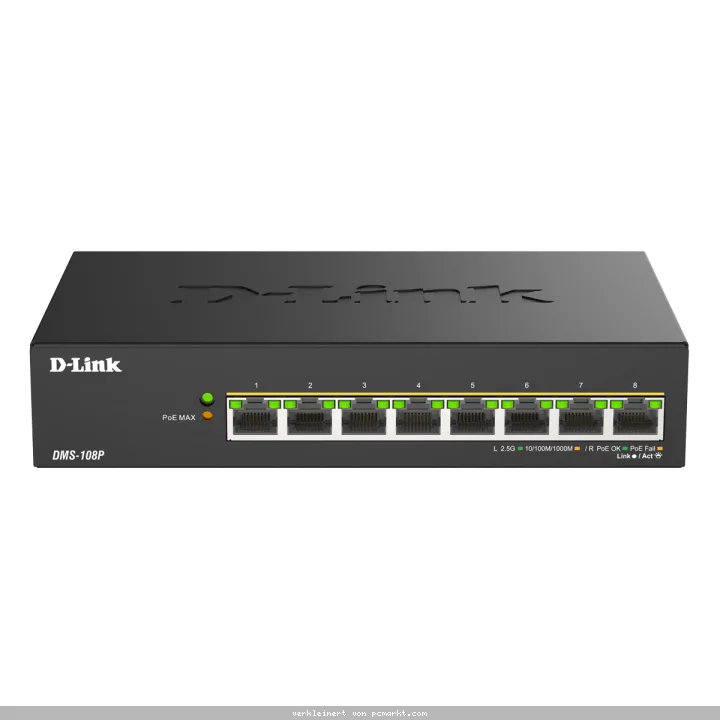 D-Link DMS-108P Unmanaged Switch 8x 2.5 Gigabit Ethernet, PoE++ max. 230 Watt