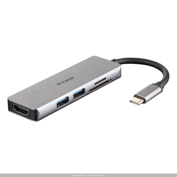 D-Link 5-In-1 USB-C Hub (DUB-M530) [2x USB 3.0, 1x HDMI, Dual-Slot Kartenleser]