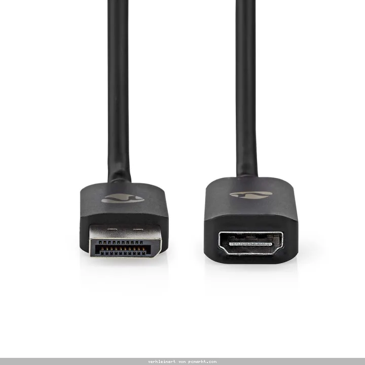 Nedis 0,2 m Displayport-Stecker- HDMi Ausgang, 8K@30Hz | Vernickelt | Gerade | 0.20 m | Rund | TPE | PVC | Schwarz | Umschlag