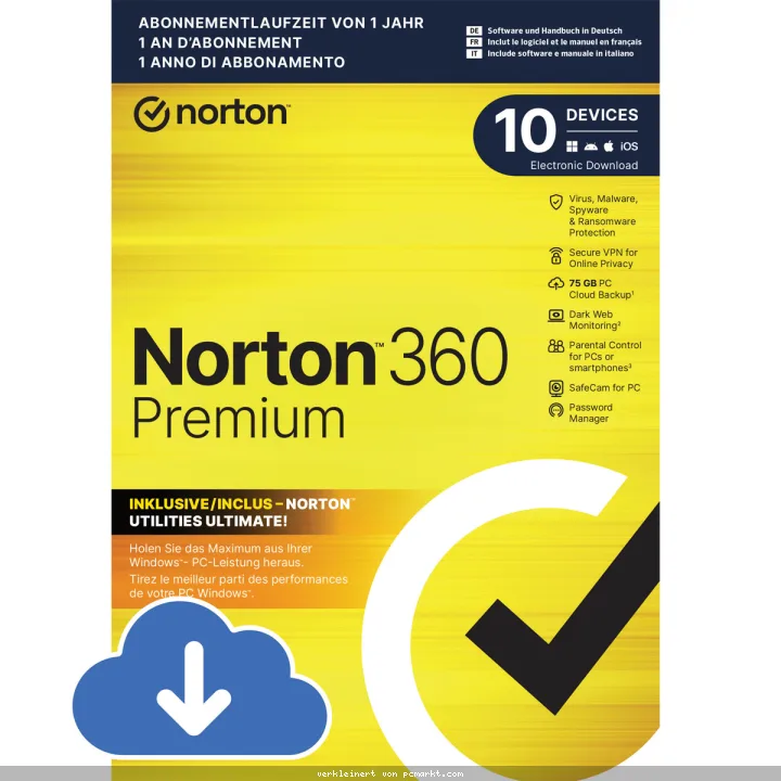 Norton 360 Premium [10 Geräte - 1 Jahr - 75GB]
