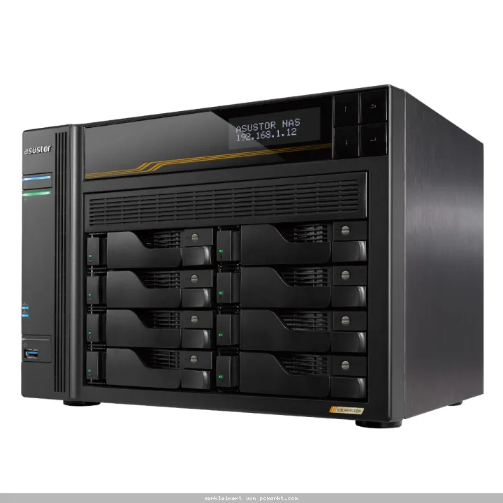 Asustor Lockerstor 8 Gen3 NAS 8-Bay AMD Ryzen V3C14 CPU, 16GB ECC DDR5 RAM, 0/8 HDD/SSD