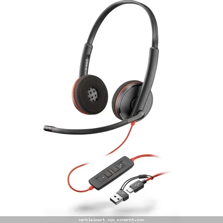 Poly Blackwire 3220 Stereo Headset USB-C-Anschluss incl. USB-Adapter