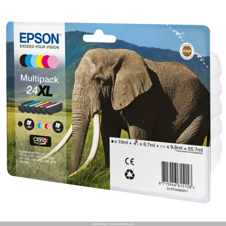 Epson 24XL Tintenpatronen 6er-Pack 6x Farben Claria Photo HD Ink Für Kompatibilität, siehe Artikel-Beschreibung | 6x Patronen: Schwarz, Cyan, Light