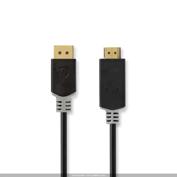 Nedis Displayport-Kabel | DisplayPort Stecker HDMI™| Ausgang | 4K@30Hz | Vergoldet | 2.00 m | rund | PVC | Anthrazit | Verpackung mit Sichtfenster
