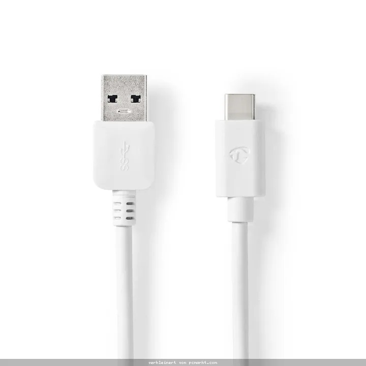 Nedis USB 3.2 Gen 2 | USB-A Stecker | USB-C™ Stecker | 60 W | 10 Gbps | Vernickelt | 1.00 m | rund | PVC | Weiss | Box