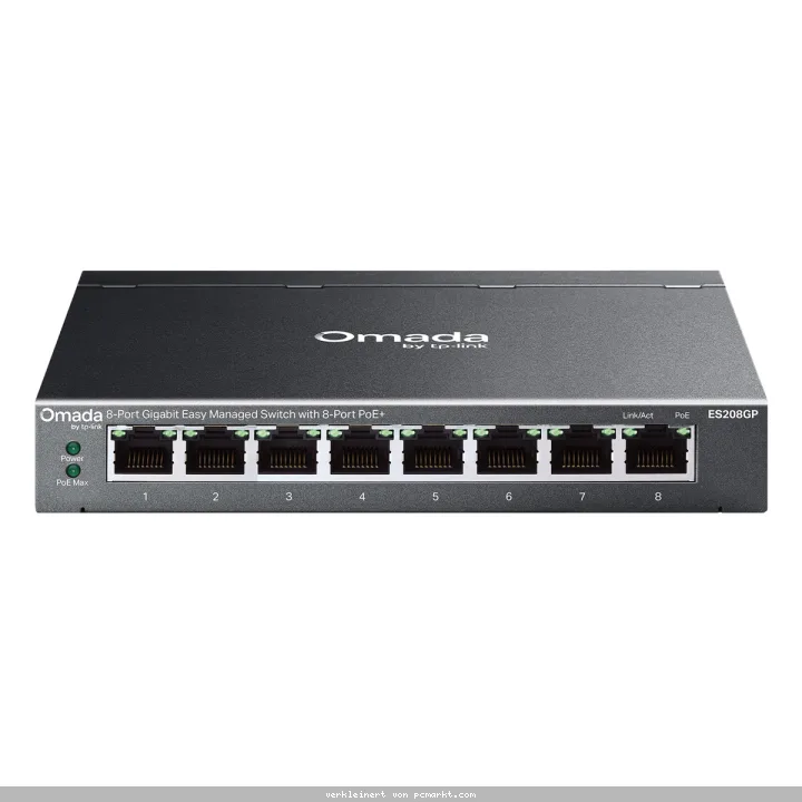 TP-Link Omada ES208GP Easy Managed Switch 8-Port, Smart Managed, 8x Gigabit RJ45, 8x PoE+ (bis zu 64 W)