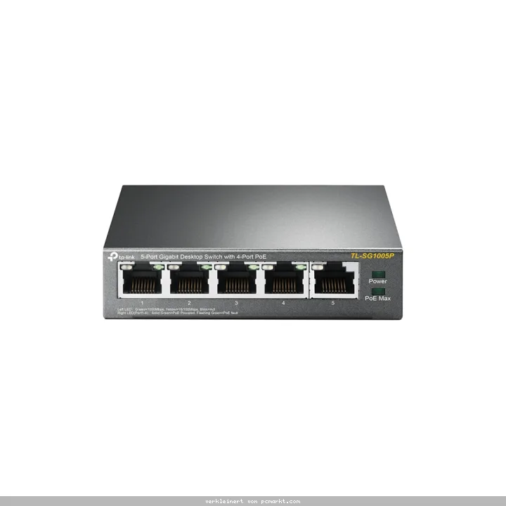 TP-Link TL-SG1005P Netzwerk-Switch 5-Port, Unmanaged, 5x Gigabit RJ45, 4x PoE+, 65W