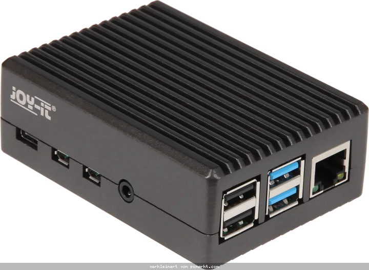 Joy-iT Aluminiumgehäuse für Raspberry Pi 4B mit Kühlkörpern - schwarz