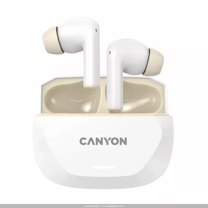 CANYON In-Ear Kopfhörer HEXAGON 7 TWS ANC+ENC, White Beige Bluetooth 5.4, Unterstützung für kabelloses Laden, Aktive Geräuschunterdrückung, 4 Mikrofon