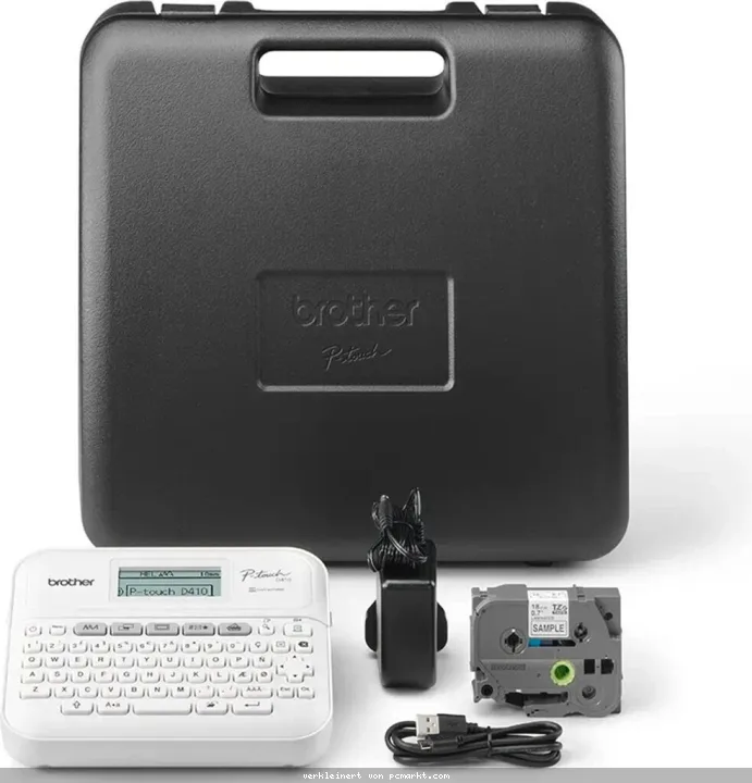 Brother PT-D410VP Bundle mit Transportkoffer und 1x TZe Band 3,5 - 18mm, P-touch, kabelgebunden, USB-Schnittstelle