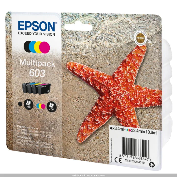 Epson 603 Tintenpatronen 4er-Pack 4x Farben Für Kompatibilität, siehe Artikel-Beschreibung | 4x Tintenpatronen: Schwarz, Magenta, Gelb & Cyan