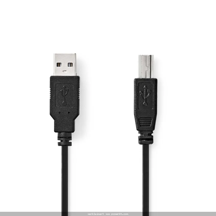 Nedis USB-Kabel | USB 2.0 | USB-A Stecker | USB-B Stecker - 480 Mbps | Vernickelt | 3.00 m | Rund | PVC | Schwarz | Box