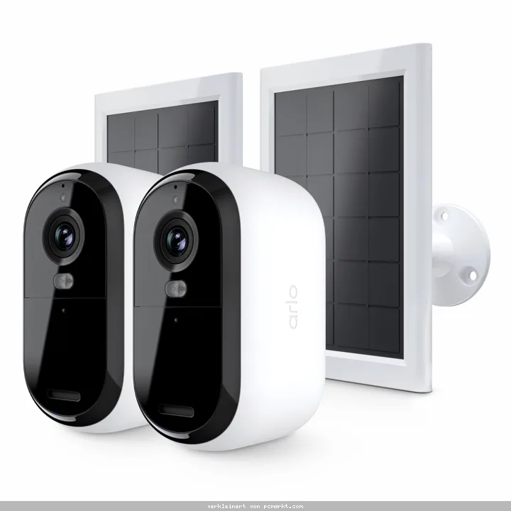 Arlo Essential 3 2K Kamera Weiß 2er Set inkl. Solarpanel 4MP (2560x1440), WLAN, Akku, Indoor/Outdoor, Intelligente Erkennung