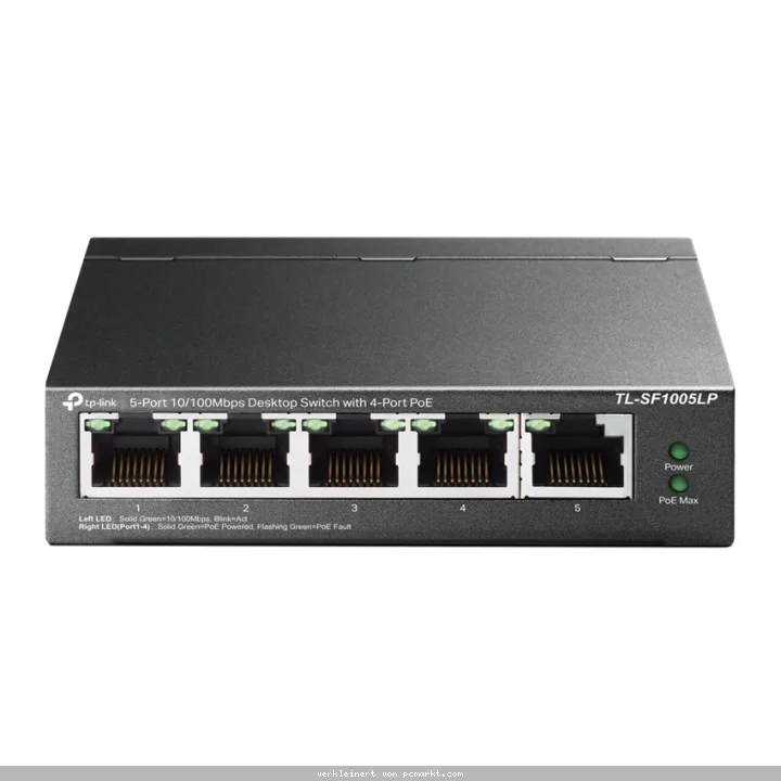 TP-Link TL-SF1005LP Netzwerk-Switch 5-Port, Unmanaged, 5x 100 Mbit/s RJ45, 4x PoE, 41W