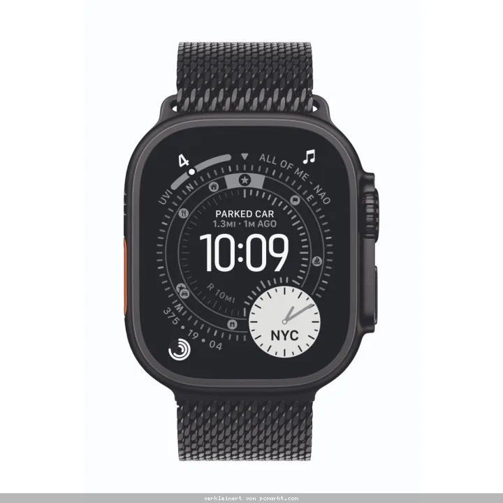Apple Watch Ultra 3 Cellular 49mm Schwarz Titan Gehäuse mit Schwarz Titan Milanaise Armband - Medium