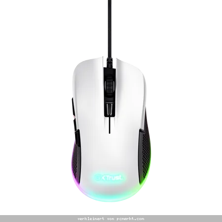 Trust Gaming GXT922W YBAR Gaming Maus Gaming-Maus mit 7200 dpi Auflösung und vollständiger RGB-LED-Beleuchtung, weiß