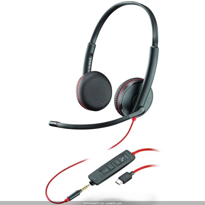 Poly Blackwire 3225 Headset, Stereo, USB-C und 3,5mm -Klinke, Unified Communication optimiert