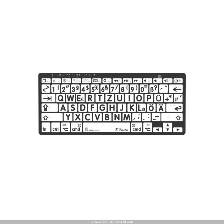 LogicKeyboard Mac Bluetooth Braille-Tastatur mit Großdruck-Tasten, Schwarz auf Weiß, Mini-Layout