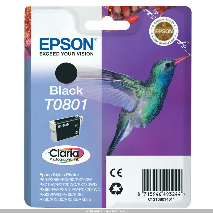 Epson T0801 Tintenpatrone Schwarz Für Kompatibilität, siehe Artikel-Beschreibung