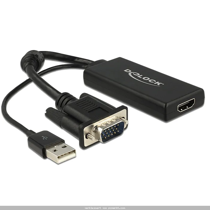 Delock Adapter [VGA-Stecker + Audio > HDMI-Buchse]
