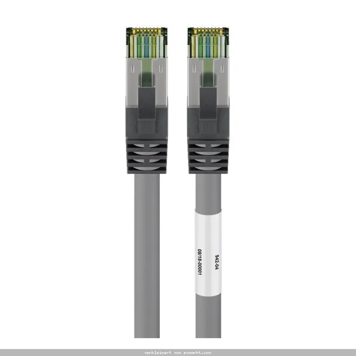 Goobay 15m RJ45 (CAT 6A, 500 MHz) Patchkabel mit CAT 8.1 S/FTP Rohkabel, Grau, 15 m