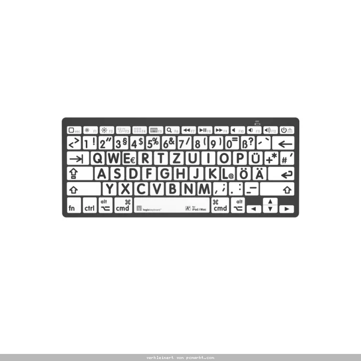 LogicKeyboard MAC Bluetooth Großdruck-Tastatur Schwarz auf Weiß, Mini-Layout