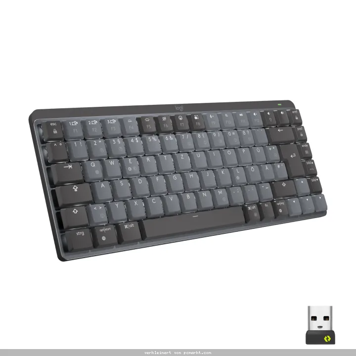 Logitech MX Mechanical Mini, Wireless Illuminated Performance Tastatur, Tactile Quiet Switches, Graphit
