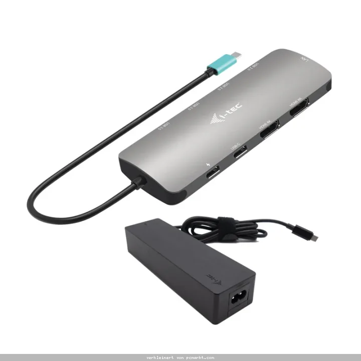 i-tec USB-C Metal Nano 2x HDMI Docking Station, PD 100W + Charger 100W