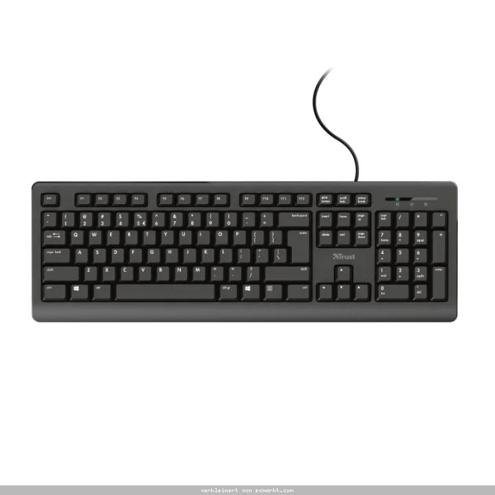 TRUST Primo Tastatur, Deutsches QWERTZ-Layout, Flüssigkeitsgeschützt, leiser Tastenanschlag
