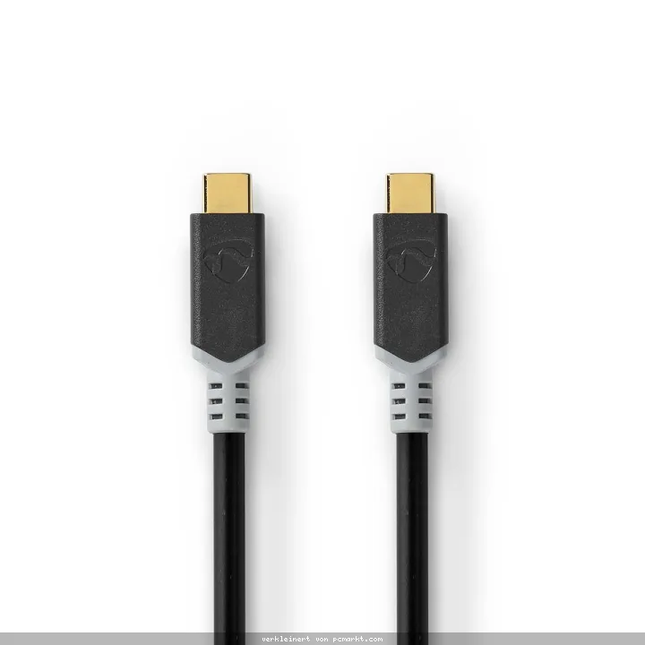 Nedis USB-Kabel | USB 3.2 Gen 2x2 | USB-C™ Stecker | USB-C™ Stecker | 4K@60Hz | 20 Gbps | Vergoldet | 1.00 m | rund | PVC | Anthrazit | Verpackung mit