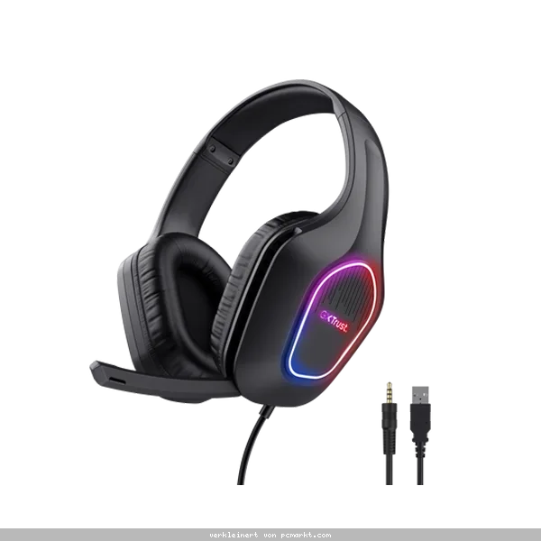 Trust Gaming GXT416 Zirox RGB Headset Leichtes Over-Ear-Gaming-Headset mit mehrfarbiger LED-Beleuchtung