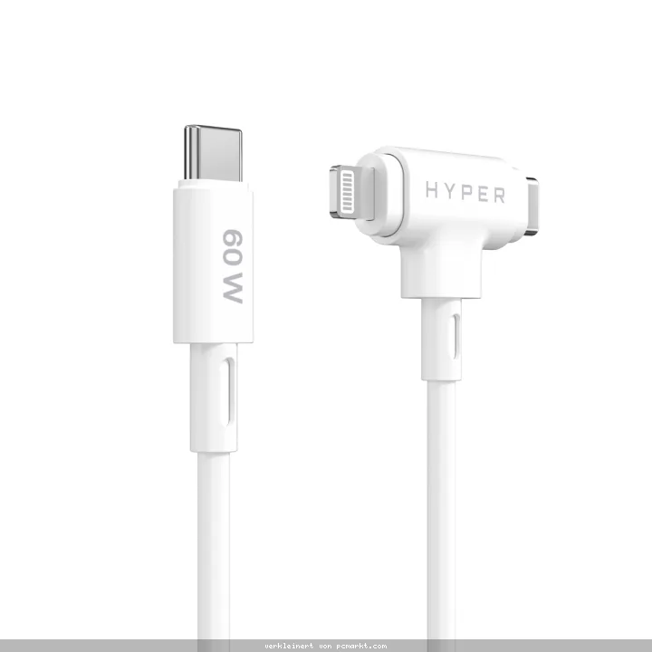 Hyper® HyperJuice Silicone USB-C auf USB-C Weiß HyperJuice Silicone USB-C to USB-C and Lightning Hybrid 60W Cable - White