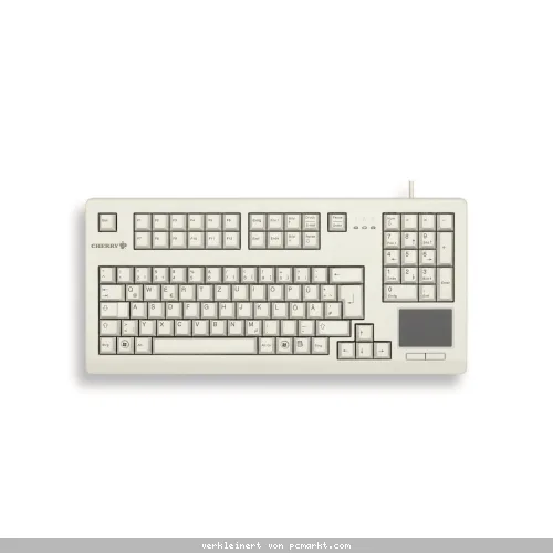 Cherry TouchBoard G80-11900, hellgrau Kompakte Tastatur mit integriertem Touchpad, USB-Anschluss
