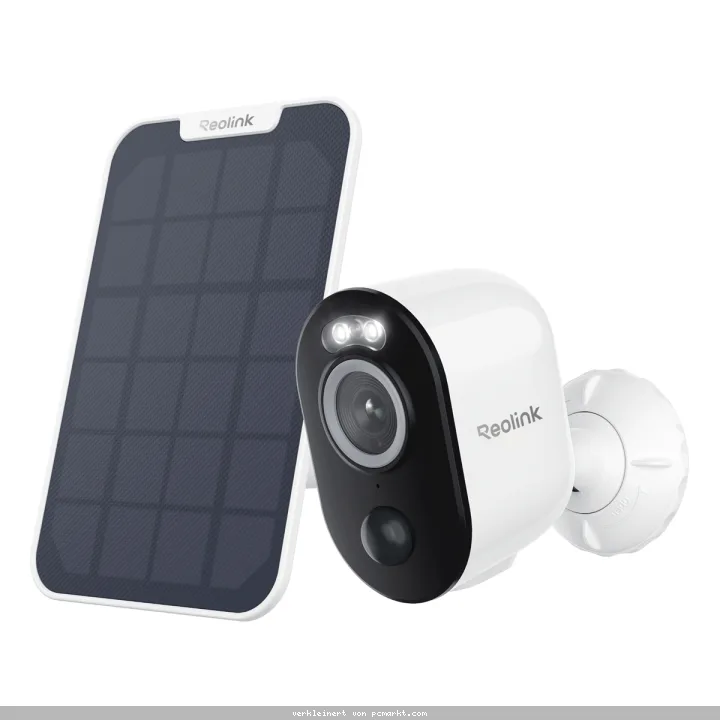 Reolink Argus Series B330 WLAN Überwachungskamera mit Solarpanel 5MP (2880x1616), Akkubetrieb, IP65-Wetterschutz, Nachtsicht in Farbe, Intelligente Er