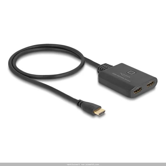 Delock HDMI Switch 2 x HDMI in zu 1 x HDMI out 8K 60 Hz mit integriertem Kabel 50 cm