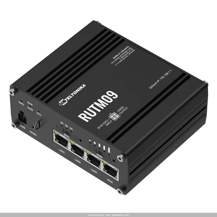 Teltonika RUTM09 4G LTE Router 4G/LTE (Cat 6), Dual-SIM, 3x 1G LAN, 1x 1G WAN, GNSS