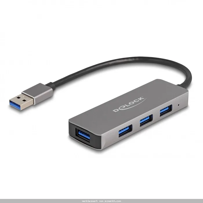 Delock 4 Port USB 5 Gbps Hub mit USB Typ-A Anschluss - USB Typ-A Buchsen seitlich